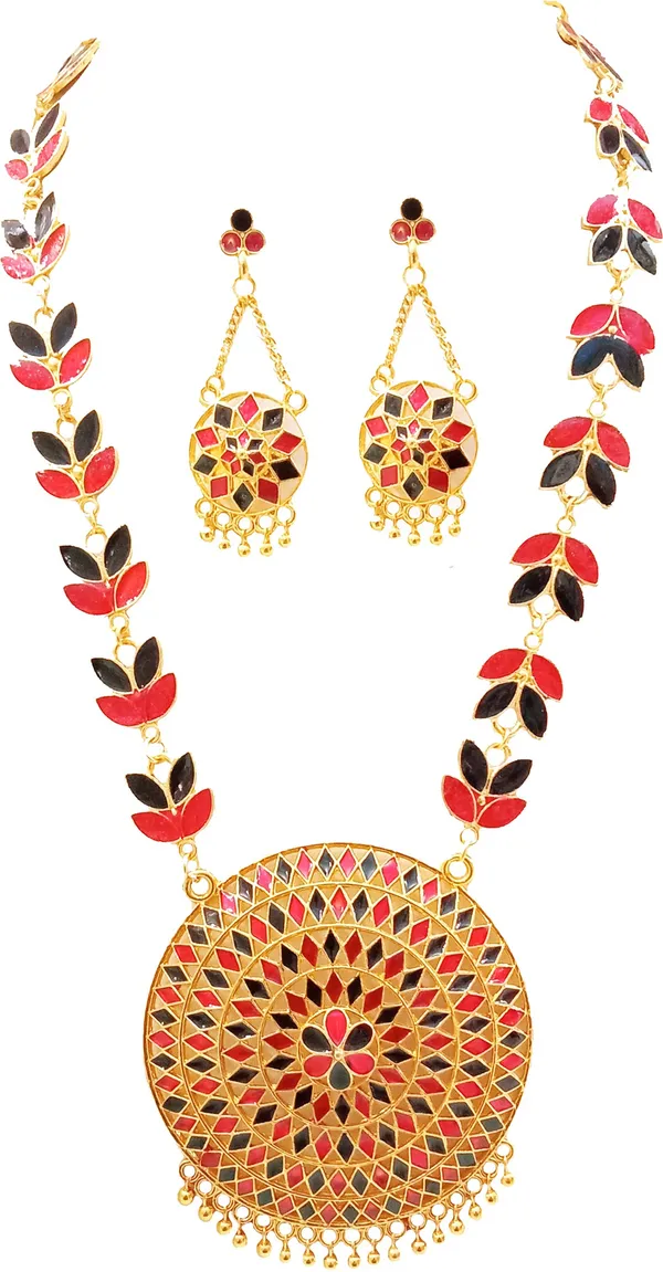 Assamese_Traditional_Red-Black_Colour_Japi_Jewellery_Set_For_Women
